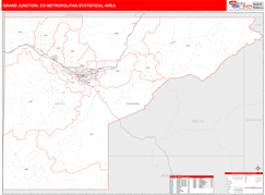 Grand Junction Metro Area Digital Map Red Line Style